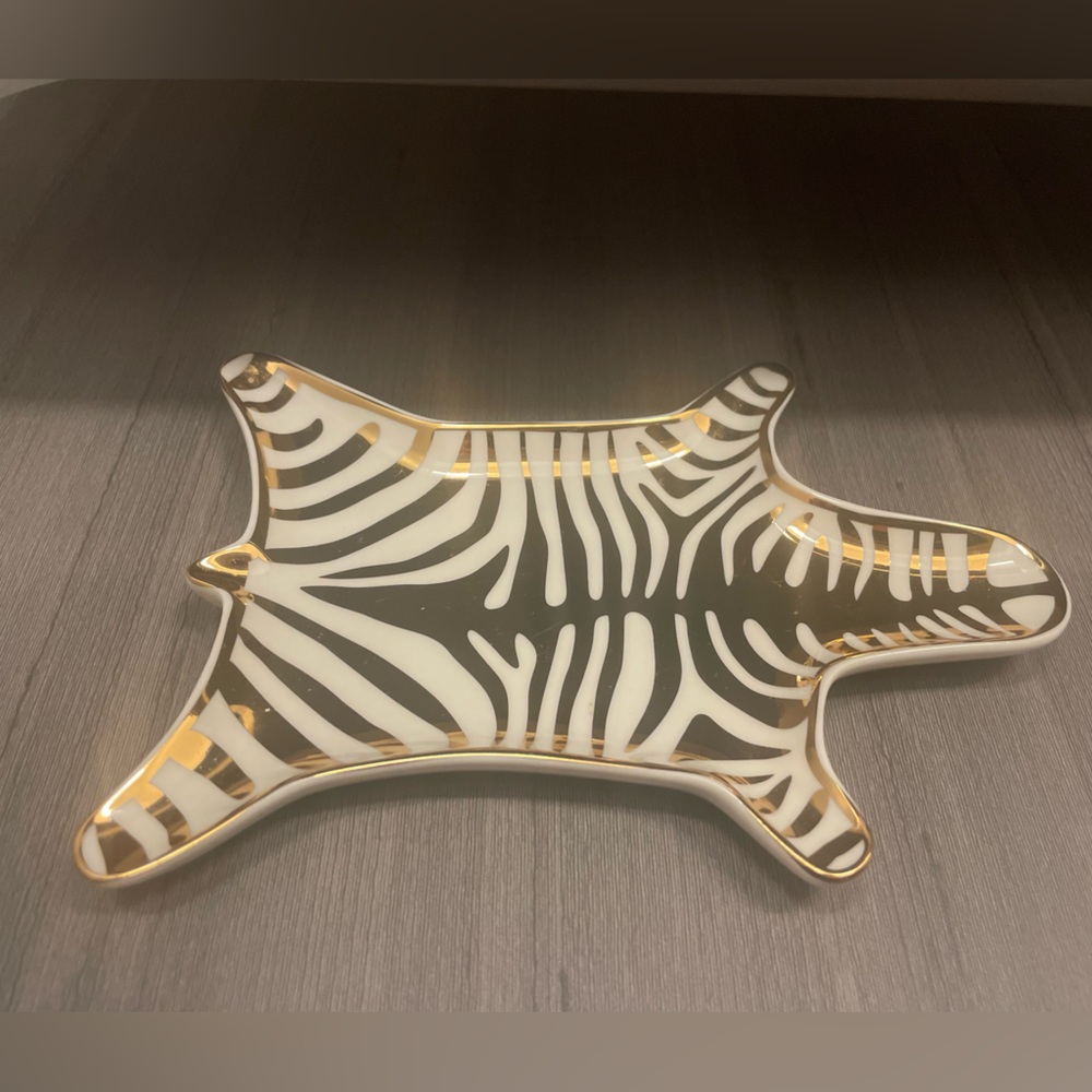 Jonathan Adler Gold Zebra Print Decorative Tray